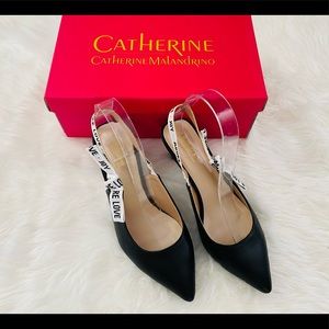 Catherine Malandrino Black Heels with Clear Straps